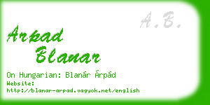 arpad blanar business card