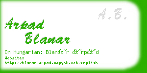 arpad blanar business card